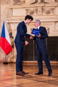 Maty Bohacek Receiving Senate Silver Medal